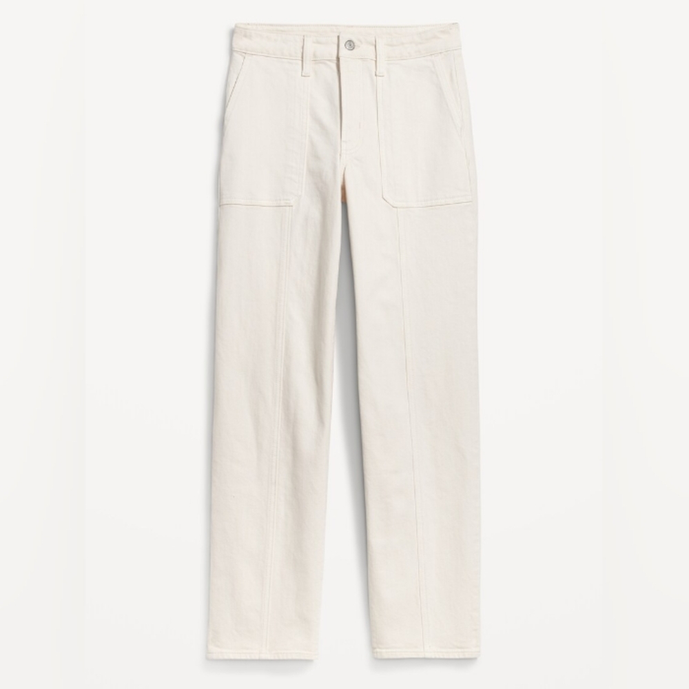 ⚡🆕️NWT Old Navy High-Waisted OG Loose Ecru-Wash Utility Jeans for Women, Size 4
